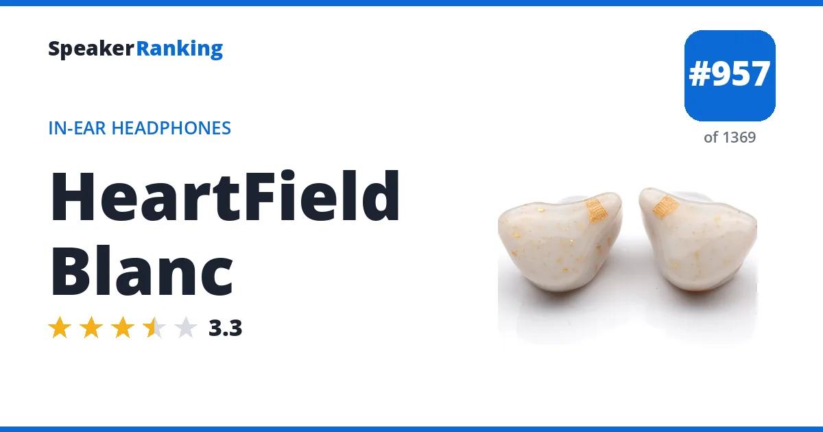HeartField Blanc - ranked #957 of 1369 In-Ear Headphones · Editor's rating 3.3/5