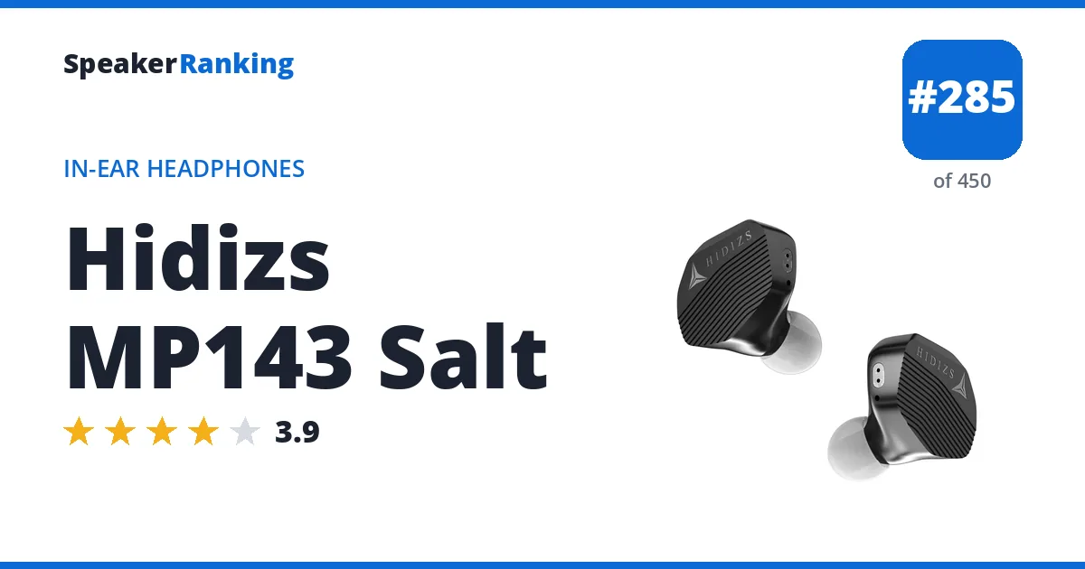 Hidizs MP143 Salt - ranked #285 of 450 In-Ear Headphones · Editor's rating 3.9/5