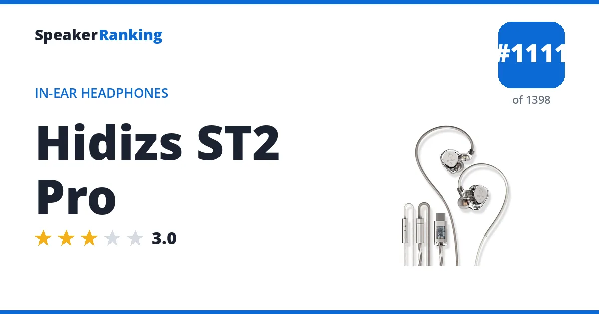 Hidizs ST2 Pro - ranked #1111 of 1398 In-Ear Headphones · Editor's rating 3/5