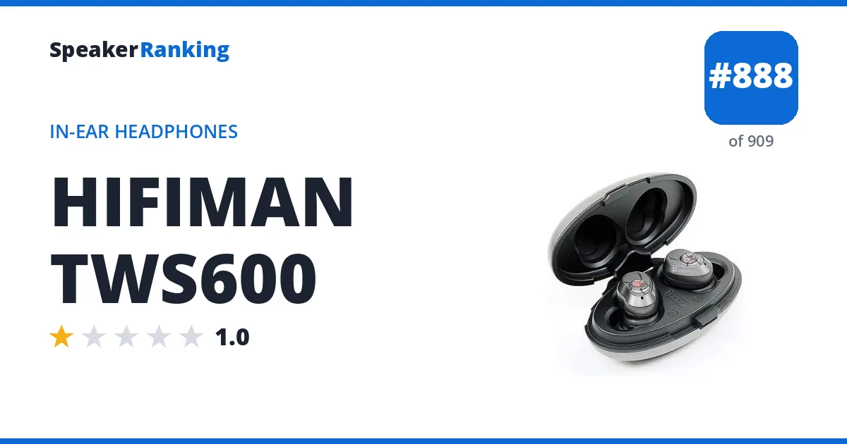 HIFIMAN TWS600 - ranked #888 of 909 In-Ear Headphones · Editor's rating 1/5