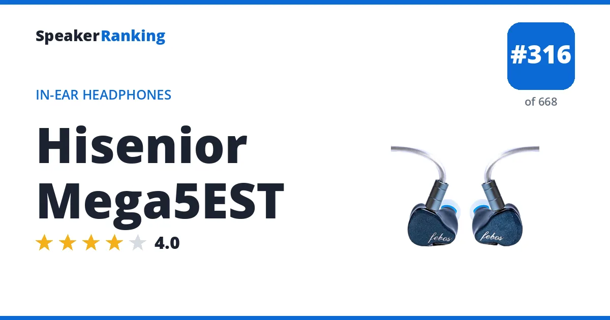 Hisenior Mega5EST - ranked #312 of 657 In-Ear Headphones · Editor's rating 4/5