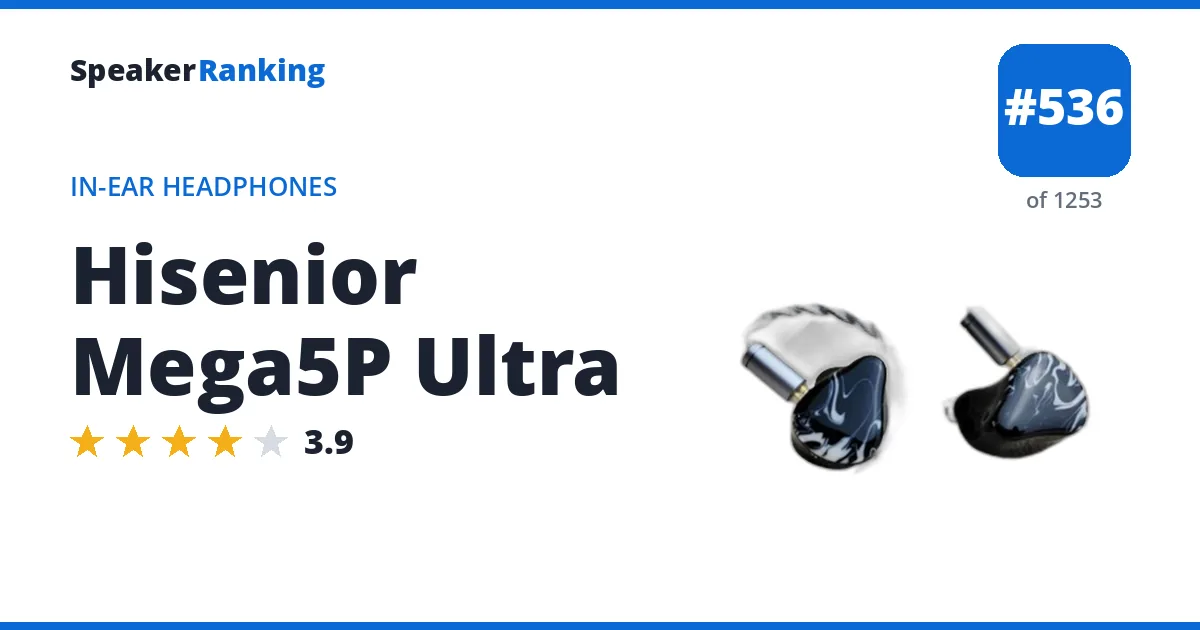 Hisenior Mega5P Ultra - ranked #536 of 1253 In-Ear Headphones · Editor's rating 3.9/5