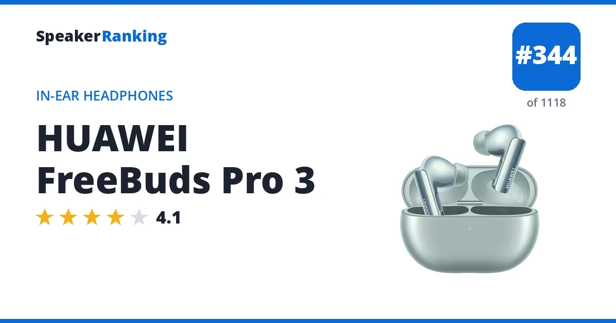 HUAWEI FreeBuds Pro 3 - ranked #344 of 1118 In-Ear Headphones · Editor's rating 4.1/5