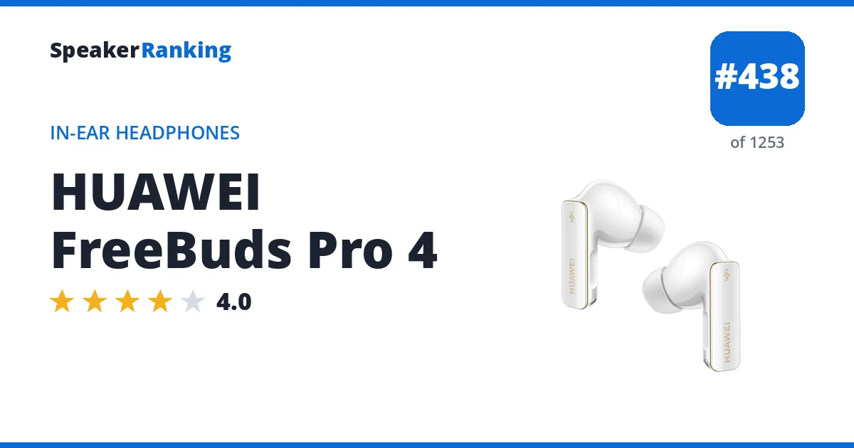 HUAWEI FreeBuds Pro 4 - ranked #438 of 1253 In-Ear Headphones · Editor's rating 4/5