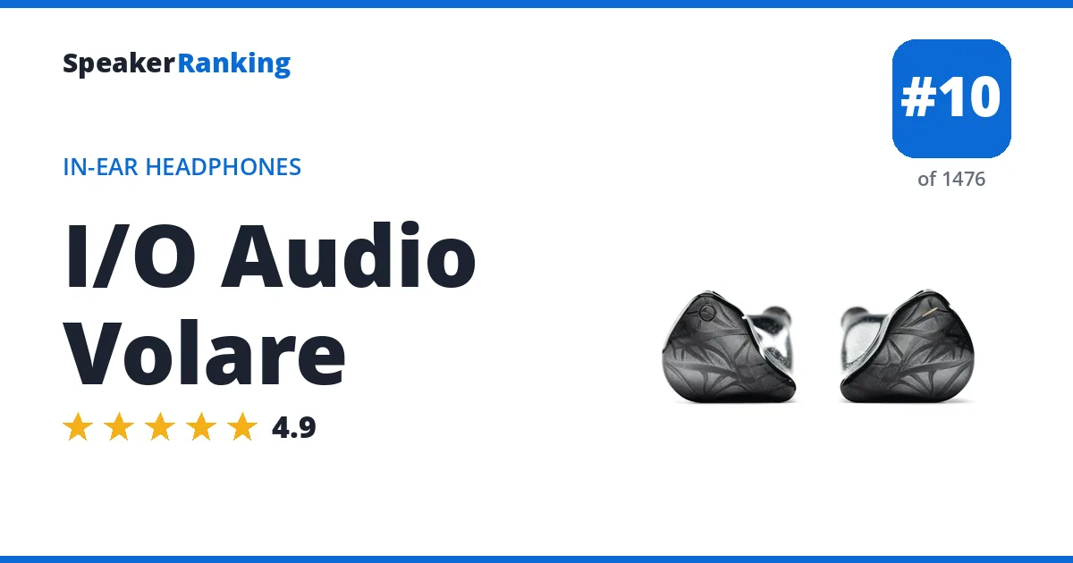 I/O Audio Volare - ranked #10 of 1476 In-Ear Headphones · Editor's rating 4.9/5