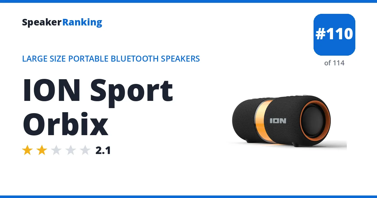 ION Sport Orbix - ranked #110 of 114 Large Size Portable Bluetooth Speakers · Editor's rating 2.1/5