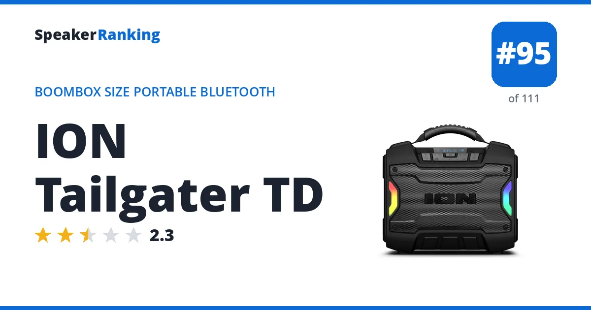 ION Tailgater TD - ranked #95 of 111 Boombox Size Portable Bluetooth Speakers · Editor's rating 2.3/5