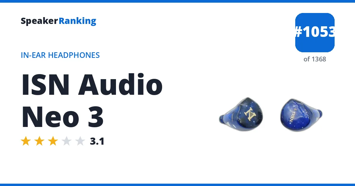 ISN Audio Neo 3 - ranked #1054 of 1369 In-Ear Headphones · Editor's rating 3.1/5