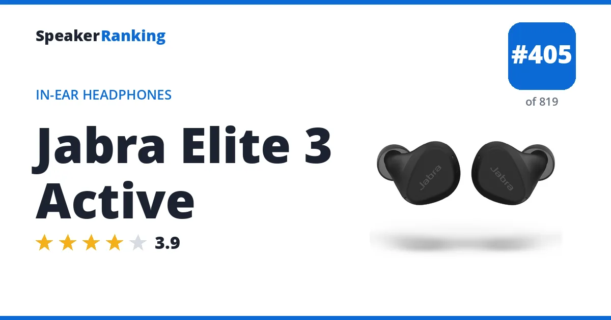 Jabra Elite 3 Active - ranked #405 of 749 In-Ear Headphones · Editor's rating 3.9/5