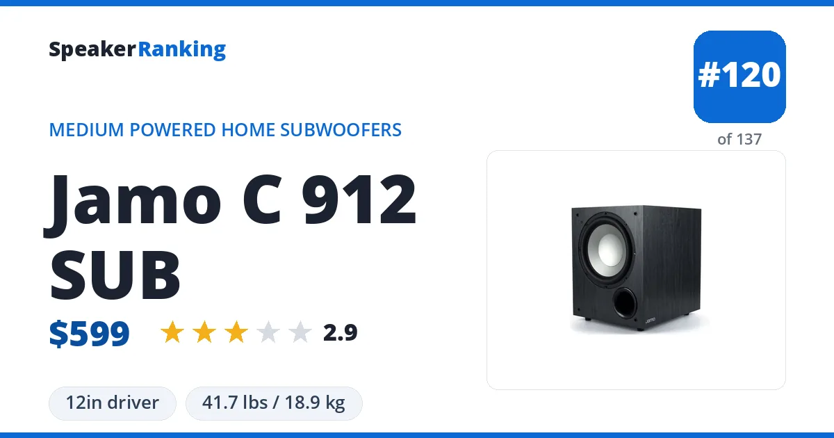 Jamo C 912 SUB ranking card