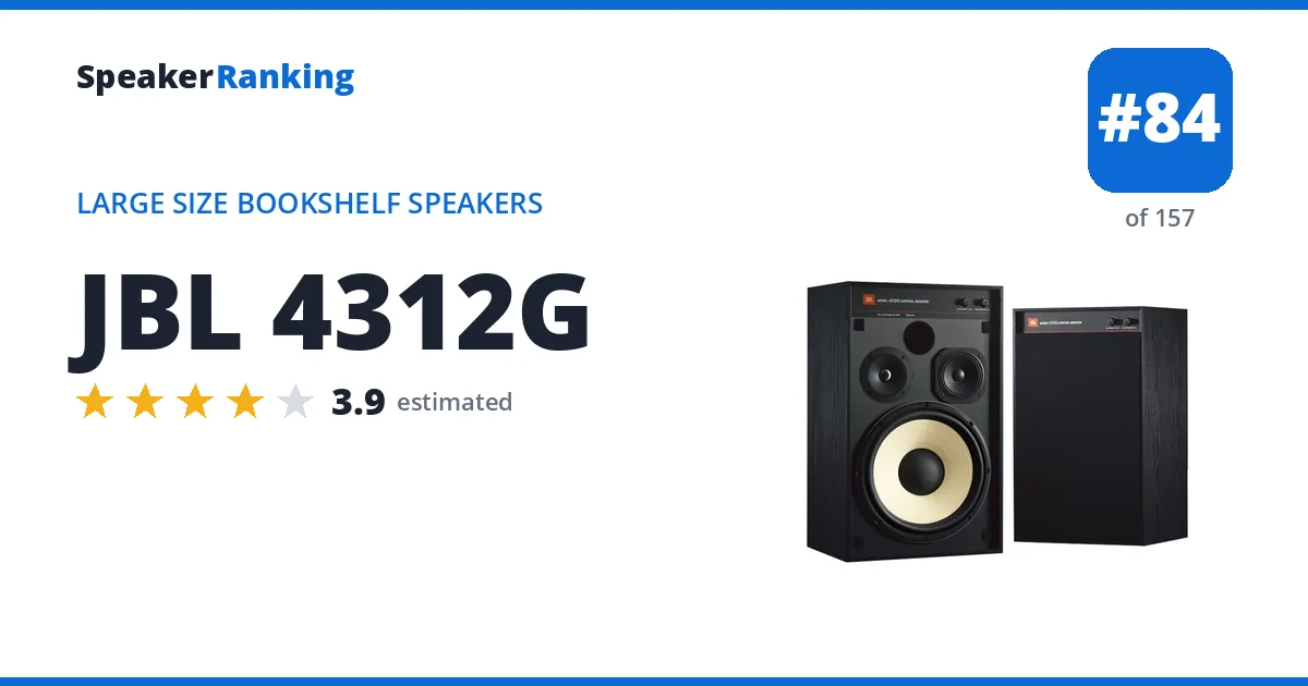 JBL 4312G - ranked #84 of 157 Large Size Bookshelf Speakers · Editor's rating 3.9/5