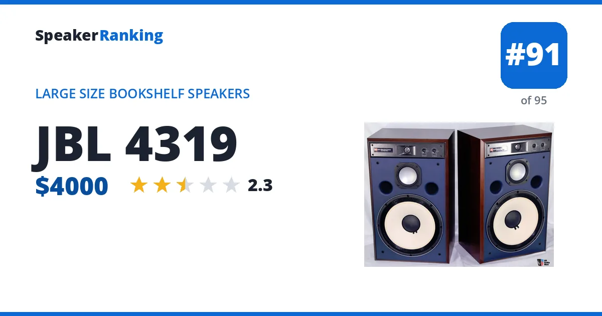 JBL 4319 - ranked #91 of 95 Large Size Bookshelf Speakers · Editor's rating 2.3/5