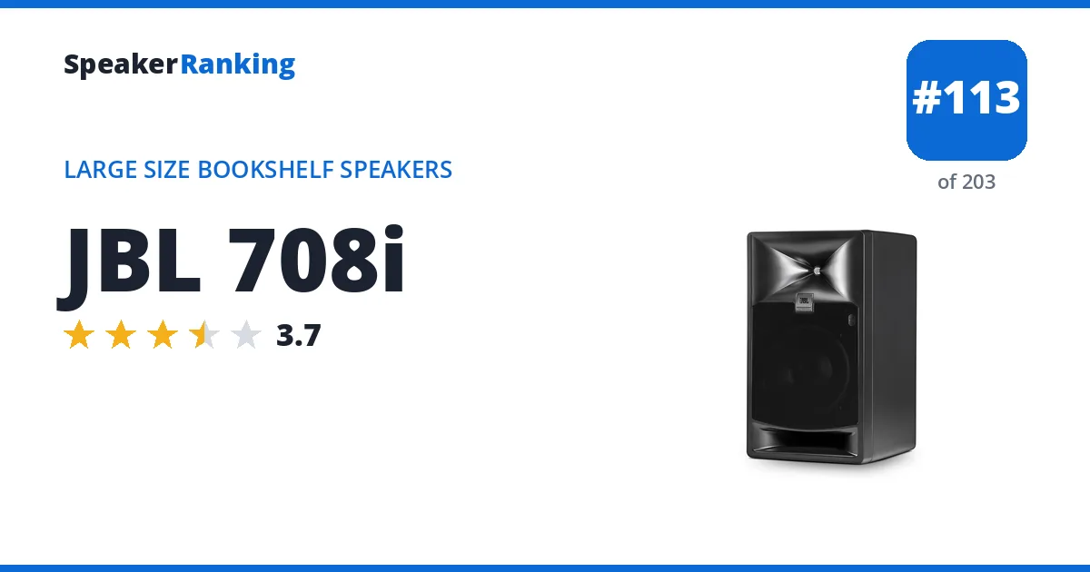 JBL 708i - ranked #113 of 203 Large Size Bookshelf Speakers · Editor's rating 3.7/5