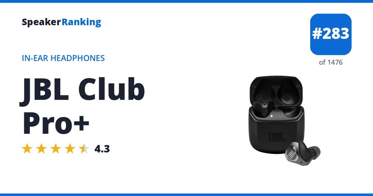 JBL Club Pro+ - ranked #264 of 1448 In-Ear Headphones · Editor's rating 4.3/5