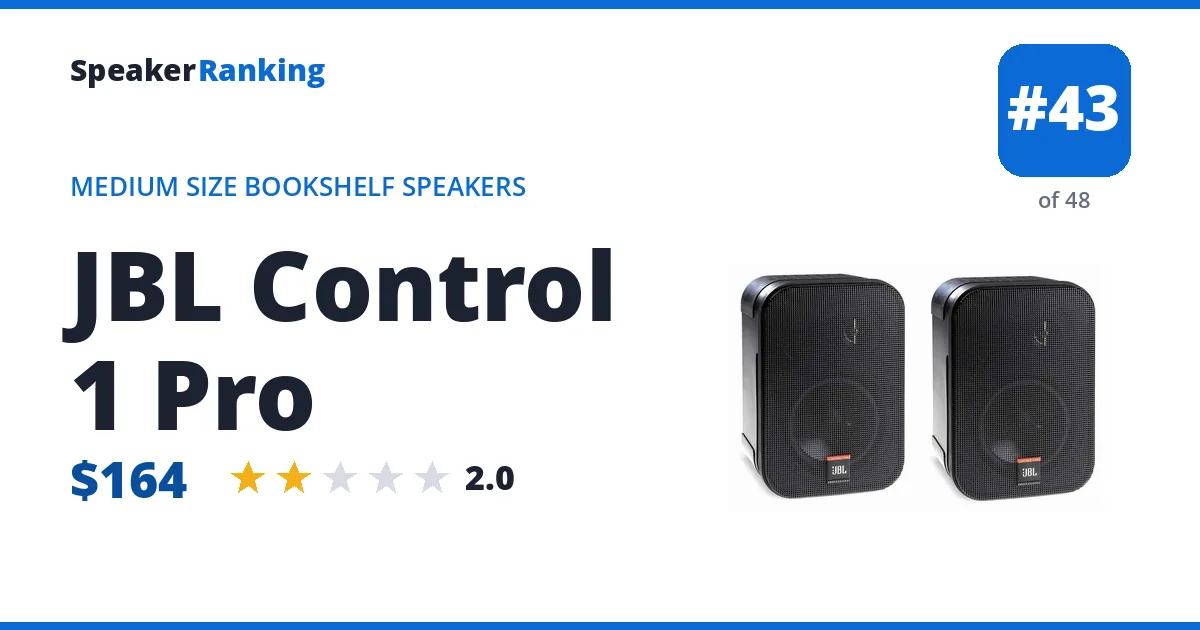 JBL Control 1 Pro - ranked #43 of 48 Medium Size Bookshelf Speakers · Editor's rating 2/5