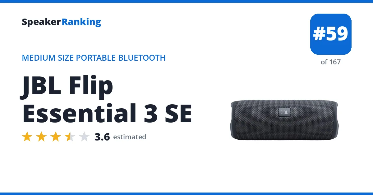 JBL Flip Essential 3 SE - ranked #59 of 167 Medium Size Portable Bluetooth Speakers · Editor's rating 3.6/5