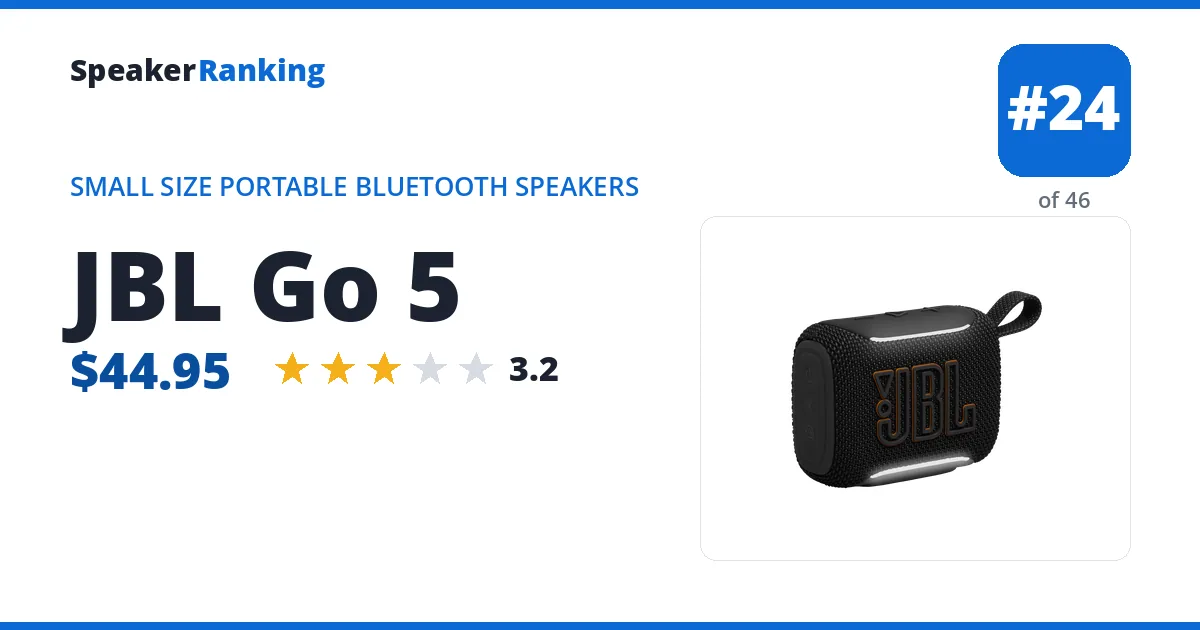 JBL Go 5 - ranked #24 of 46 Small Size Portable Bluetooth Speakers · Editor's rating 3.2/5