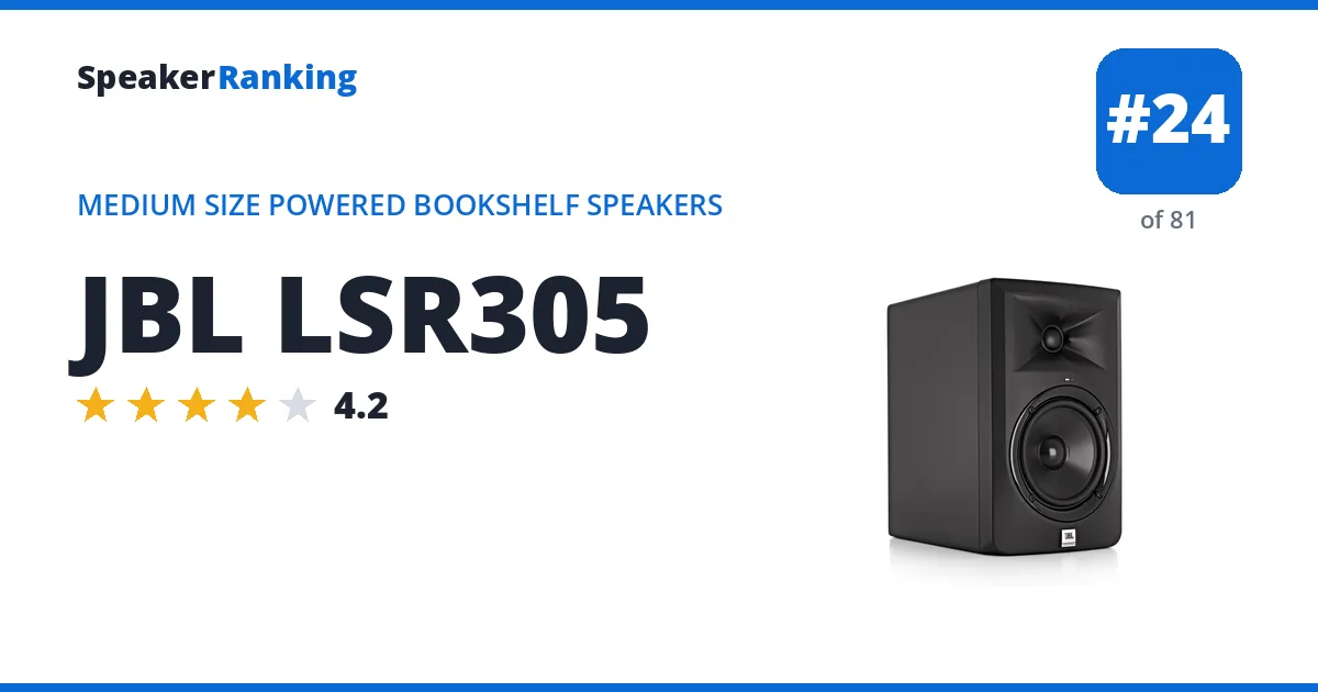 JBL LSR305 - ranked #24 of 81 Medium Size Powered Bookshelf Speakers · Editor's rating 4.2/5