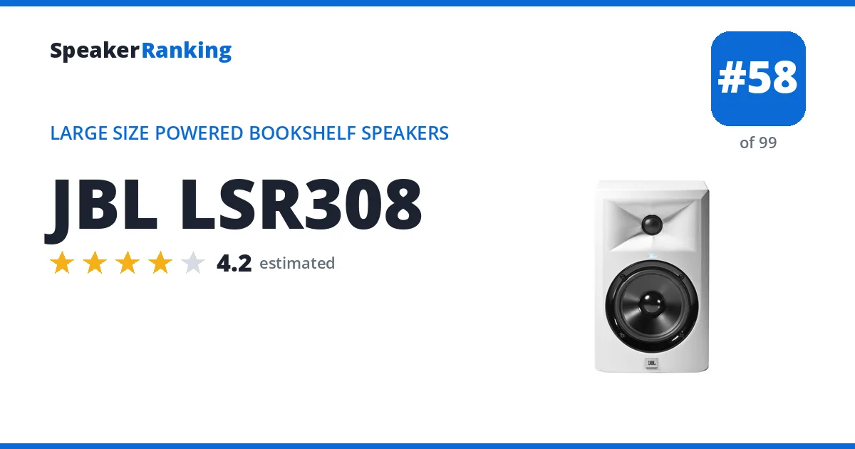 JBL LSR308 - ranked #58 of 99 Large Size Powered Bookshelf Speakers · Editor's rating 4.2/5