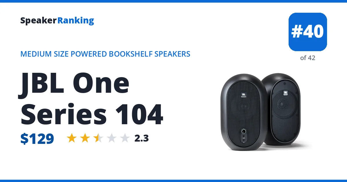 JBL One Series 104 - ranked #40 of 42 Medium Size Powered Bookshelf Speakers · Editor's rating 2.3/5