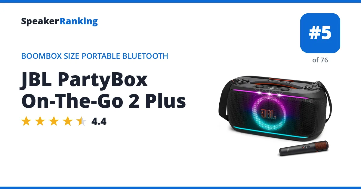 JBL PartyBox On-The-Go 2 Plus - ranked #5 of 76 Boombox Size Portable Bluetooth Speakers · Editor's rating 4.4/5