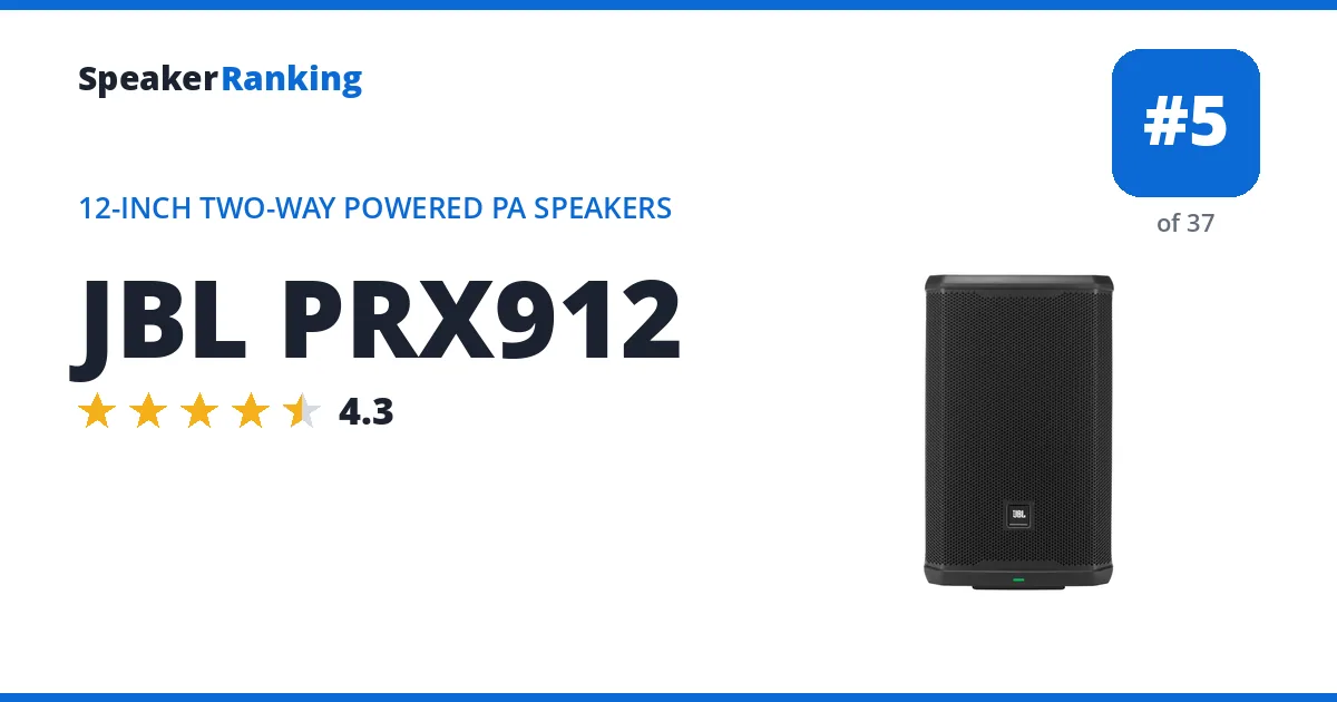 JBL PRX912 - ranked #5 of 37 12-Inch Two-Way Powered PA Speakers · Editor's rating 4.3/5