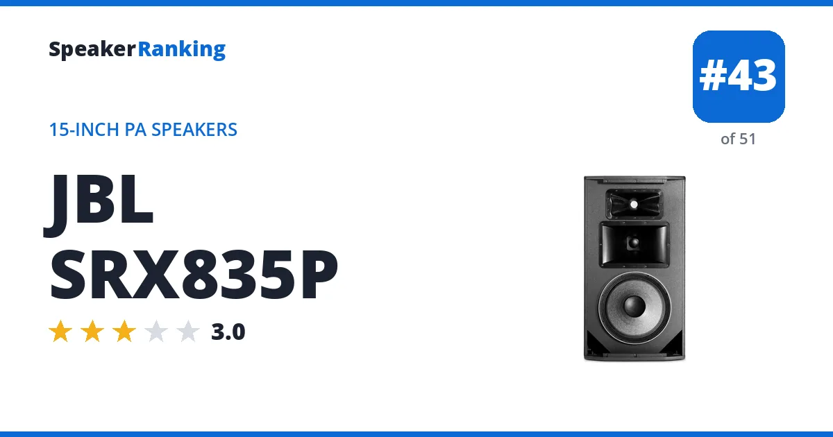 JBL SRX835P - ranked #43 of 51 15-Inch PA Speakers · Editor's rating 3/5