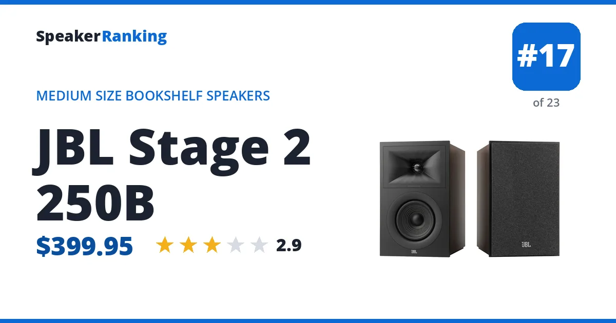 JBL Stage 2 250B - ranked #17 of 23 Medium Size Bookshelf Speakers · Editor's rating 2.9/5