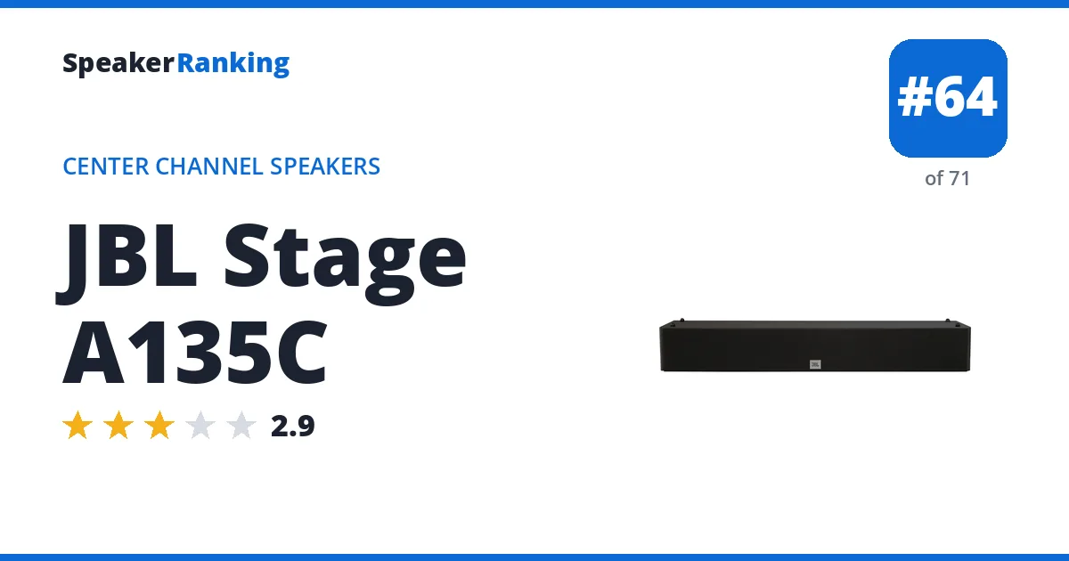 JBL Stage A135C - ranked #64 of 71 Center Channel Speakers · Editor's rating 2.9/5