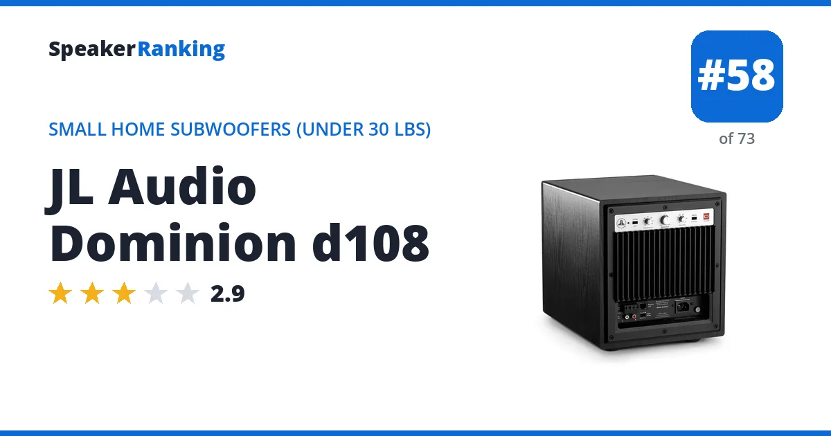JL Audio Dominion d108 ranking card