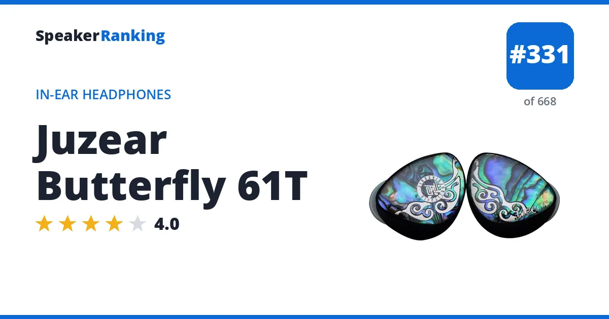 Juzear Butterfly 61T - ranked #327 of 657 In-Ear Headphones · Editor's rating 4/5
