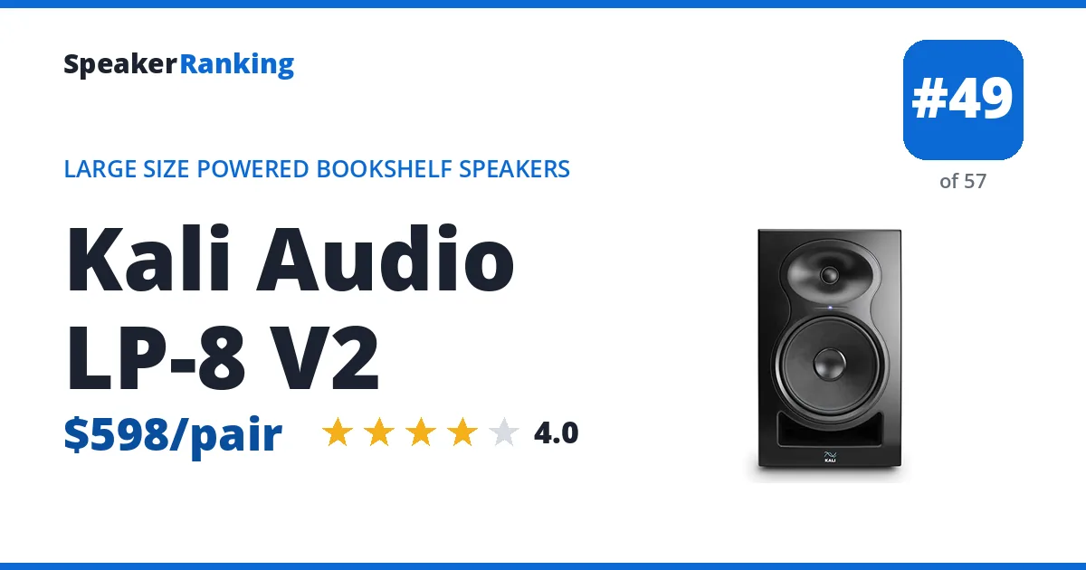 Kali Audio LP-8 V2 - ranked #49 of 57 Large Size Powered Bookshelf Speakers · Editor's rating 4/5