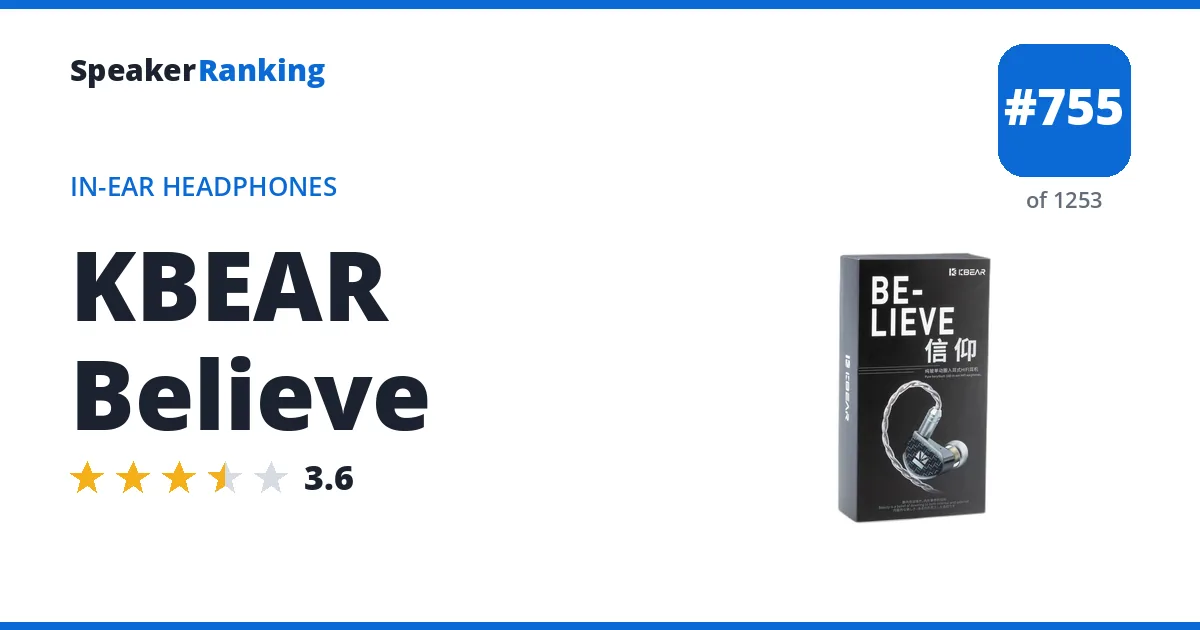 KBEAR Believe - ranked #755 of 1253 In-Ear Headphones · Editor's rating 3.6/5