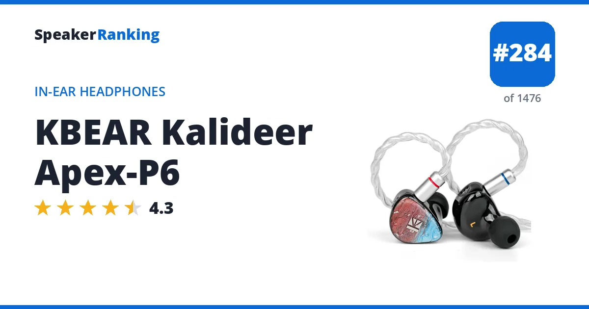KBEAR Kalideer Apex-P6 - ranked #265 of 1448 In-Ear Headphones · Editor's rating 4.3/5