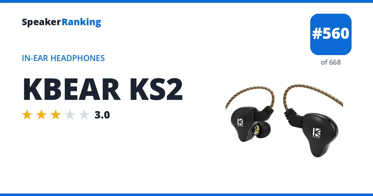 KBEAR KS2 - ranked #556 of 657 In-Ear Headphones · Editor's rating 3/5