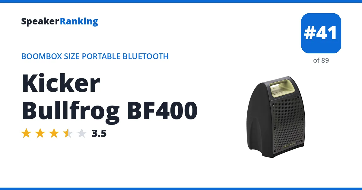 Kicker Bullfrog BF400 - ranked #41 of 89 Boombox Size Portable Bluetooth Speakers · Editor's rating 3.5/5