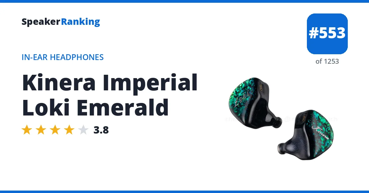 Kinera Imperial Loki Emerald - ranked #553 of 1253 In-Ear Headphones · Editor's rating 3.8/5