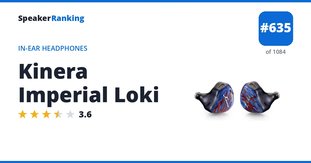 Kinera Imperial Loki - ranked #635 of 1084 In-Ear Headphones · Editor's rating 3.6/5