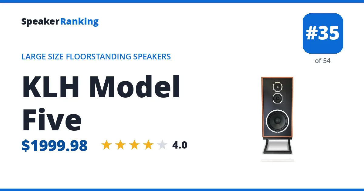 KLH Model Five - ranked #35 of 54 Large Size Floorstanding Speakers · Editor's rating 4/5