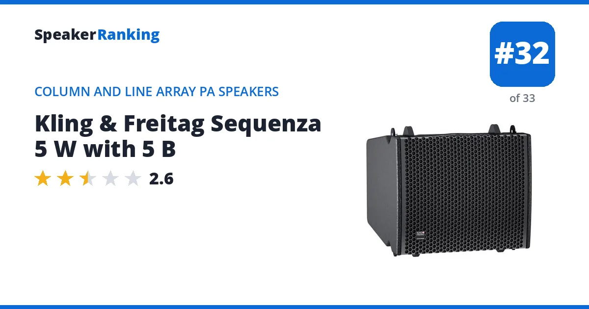 Kling & Freitag Sequenza 5 W with 5 B - ranked #32 of 33 Column and Line Array PA Speakers · Editor's rating 2.6/5