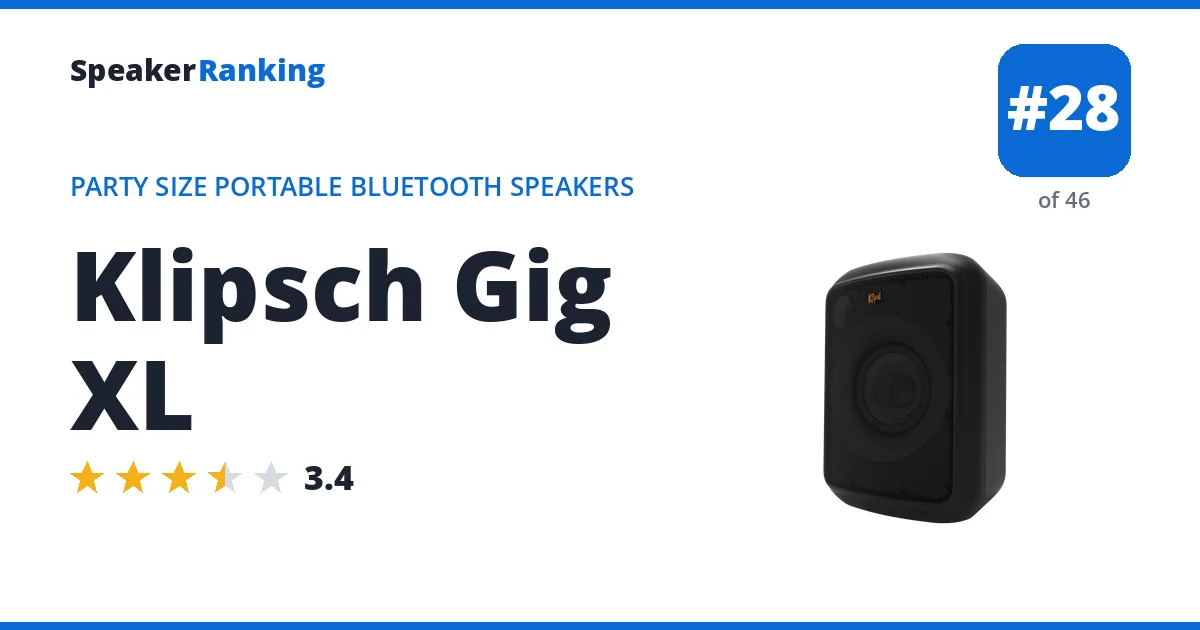 Klipsch Gig XL - ranked #28 of 46 Party Size Portable Bluetooth Speakers · Editor's rating 3.4/5