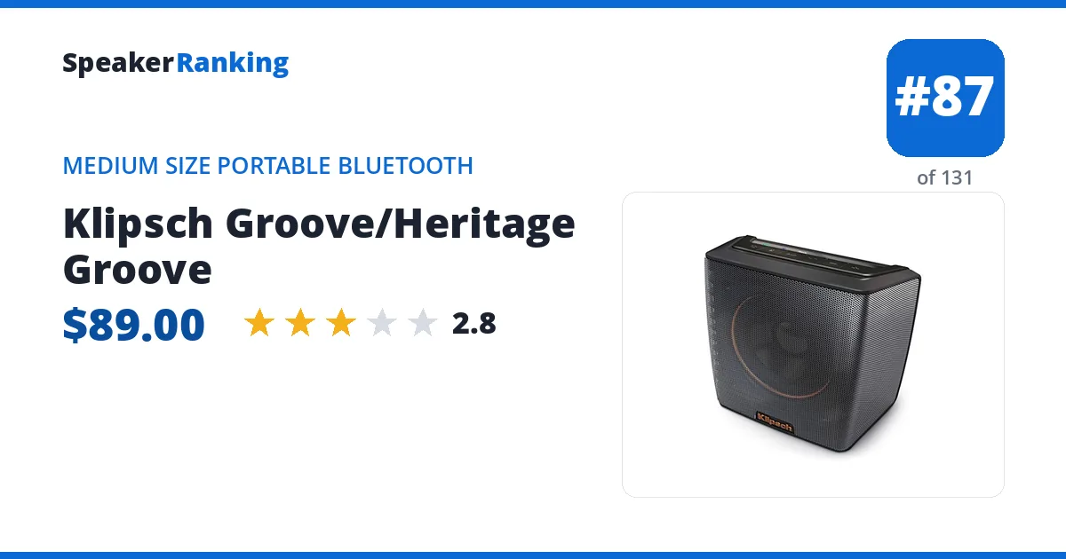 Klipsch Groove/Heritage Groove - ranked #87 of 131 Medium Size Portable Bluetooth Speakers · Editor's rating 2.8/5