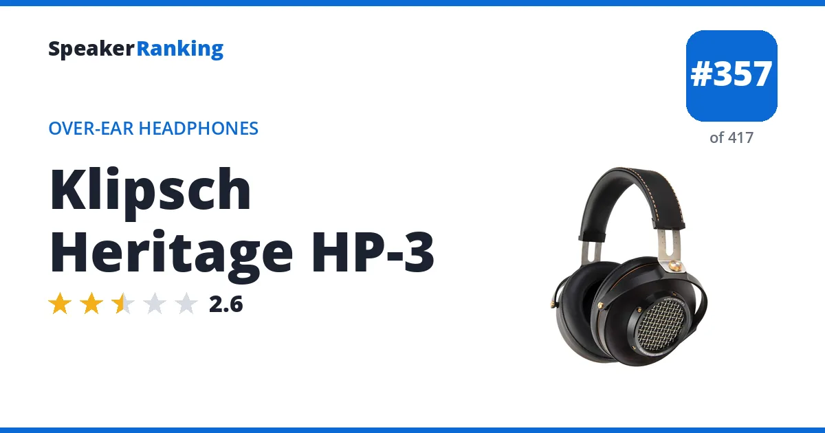 Klipsch Heritage HP-3 - ranked #357 of 417 Over-Ear Headphones · Editor's rating 2.6/5