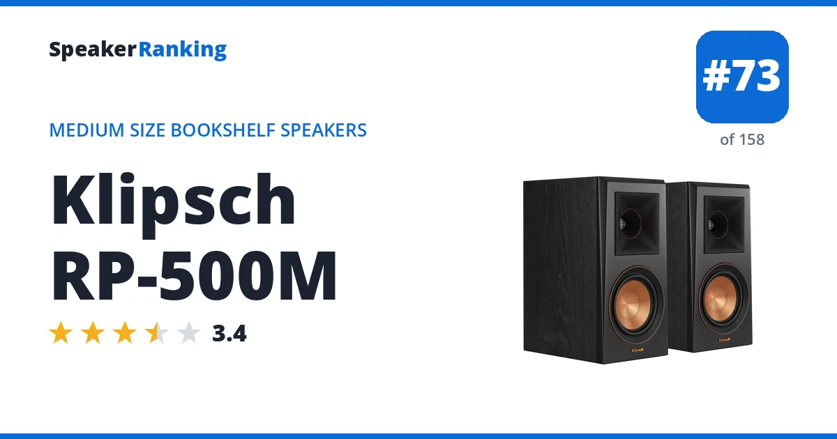 Klipsch RP-500M - ranked #73 of 158 Medium Size Bookshelf Speakers · Editor's rating 3.4/5