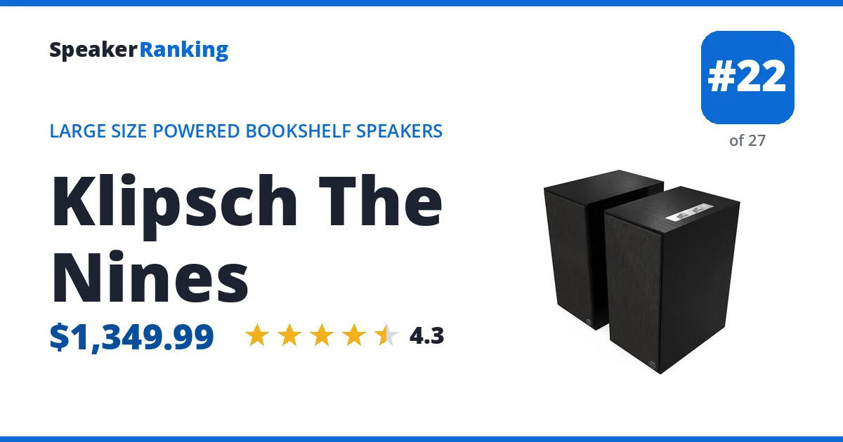 Klipsch The Nines - ranked #20 of 25 Large Size Powered Bookshelf Speakers · Editor's rating 4.3/5