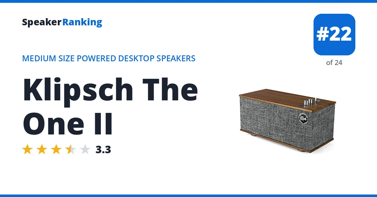 Klipsch The One II - ranked #22 of 24 Medium Size Powered Desktop Speakers · Editor's rating 3.3/5