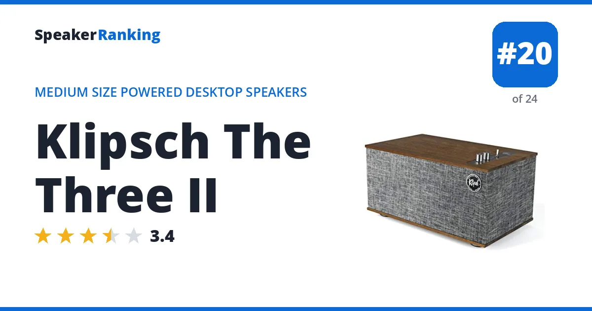 Klipsch The Three II - ranked #20 of 24 Medium Size Powered Desktop Speakers · Editor's rating 3.4/5