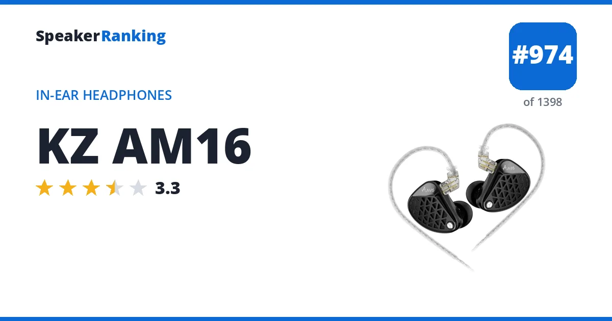 KZ AM16 - ranked #974 of 1398 In-Ear Headphones · Editor's rating 3.3/5