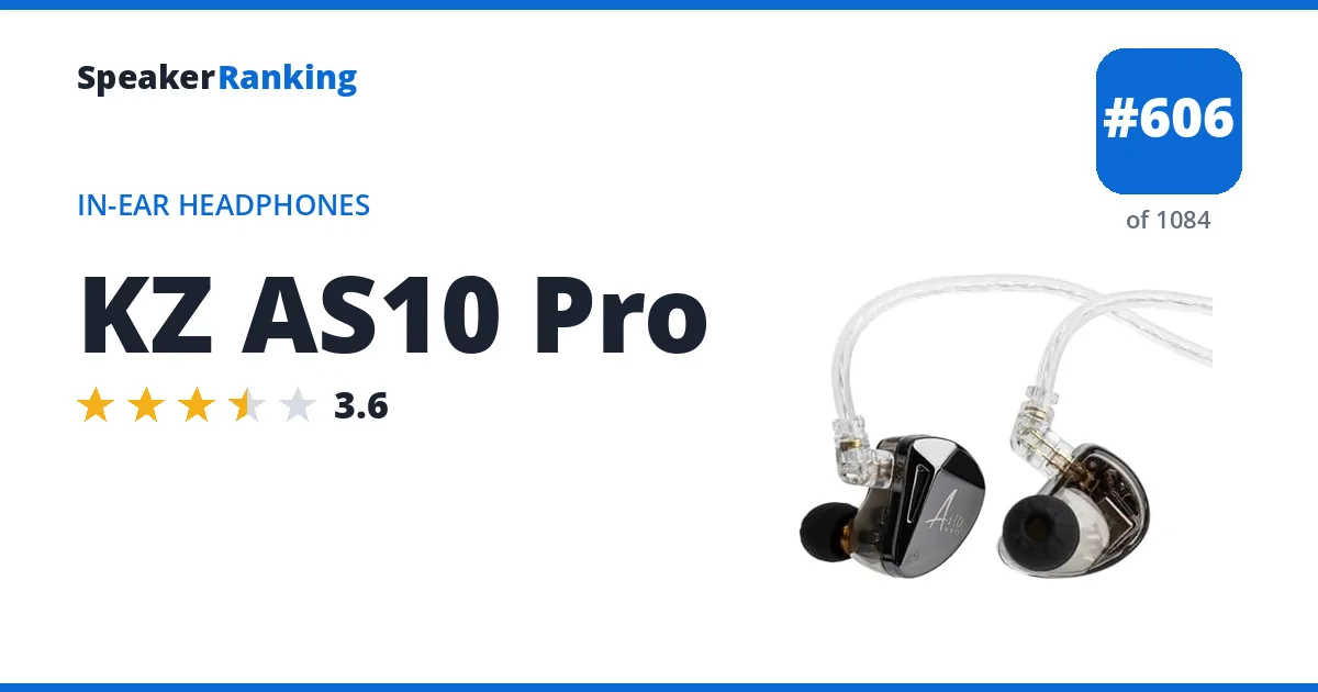 KZ AS10 Pro - ranked #597 of 1061 In-Ear Headphones · Editor's rating 3.6/5