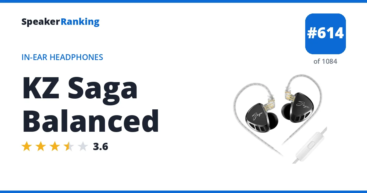 KZ Saga Balanced - ranked #605 of 1061 In-Ear Headphones · Editor's rating 3.6/5